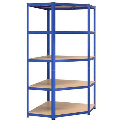 Scaffali a 5 Ripiani 4 pz Blu in Acciaio e Legno Multistrato - homemem39