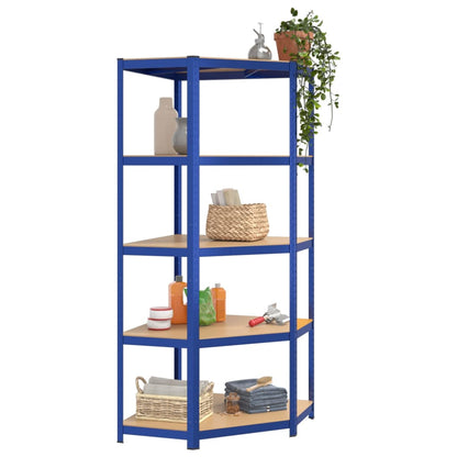 Scaffali a 5 Ripiani 4 pz Blu in Acciaio e Legno Multistrato - homemem39