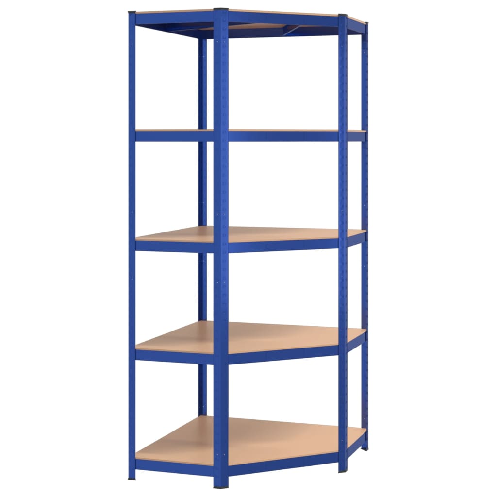 Scaffali a 5 Ripiani 4 pz Blu in Acciaio e Legno Multistrato - homemem39