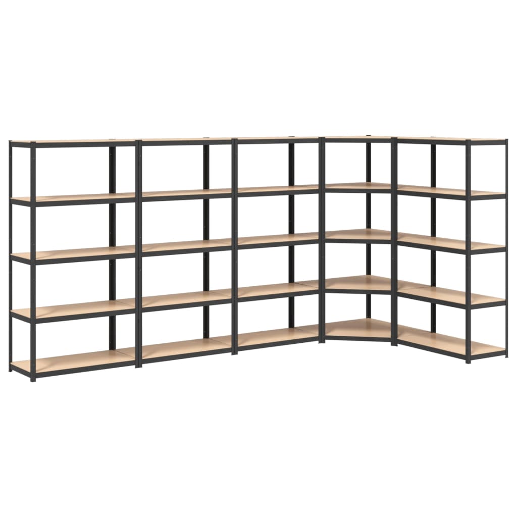 Shelves 5 Shelves 5pcs Anthracite in Steel and Multilayer Wood