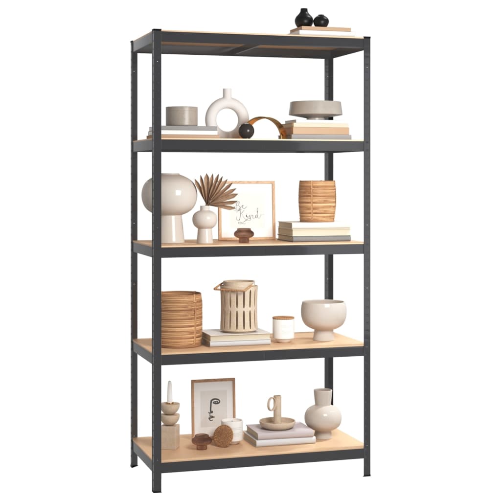 Shelves 5 Shelves 5pcs Anthracite in Steel and Multilayer Wood