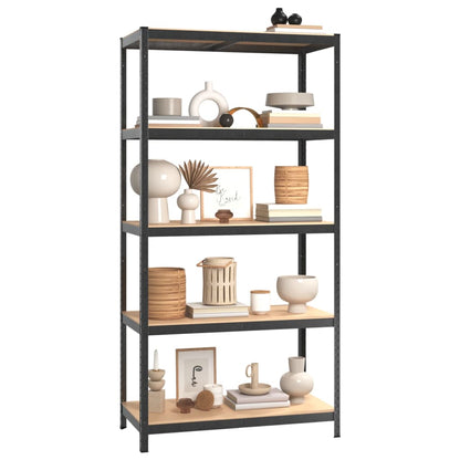 Scaffali Resistenti 5 Ripiani 2pz Grigio Acciaio e Multistrato | homemem39