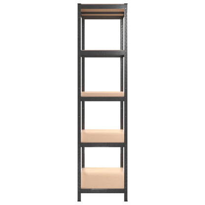 Scaffali Resistenti 5 Ripiani 2pz Grigio Acciaio e Multistrato | homemem39