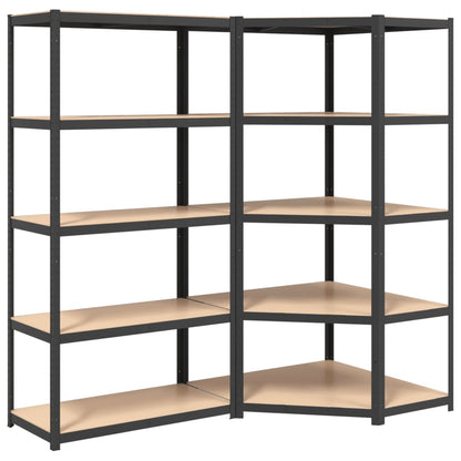 Scaffali Resistenti 5 Ripiani 2pz Grigio Acciaio e Multistrato | homemem39