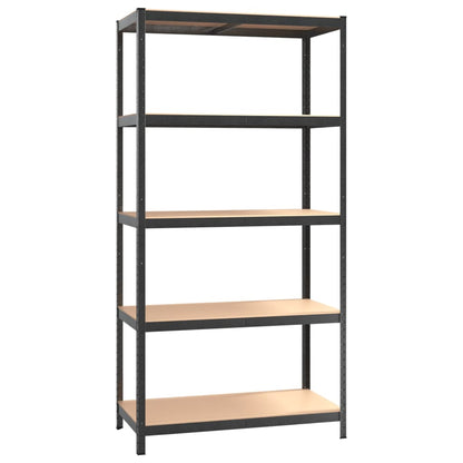 Scaffali Resistenti 5 Ripiani 2pz Grigio Acciaio e Multistrato | homemem39