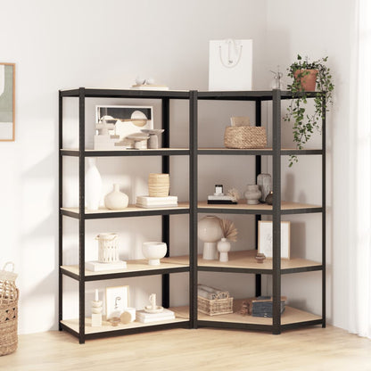 Scaffali Resistenti 5 Ripiani 2pz Grigio Acciaio e Multistrato | homemem39