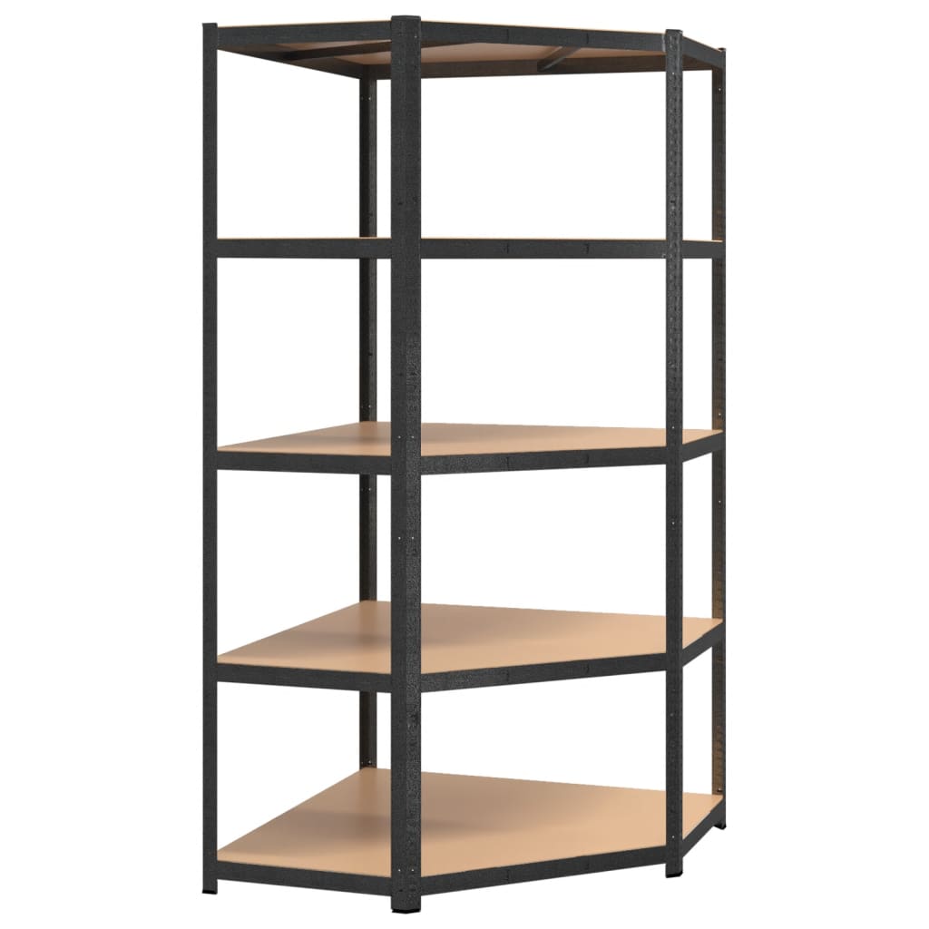 Scaffali Resistenti 5 Ripiani 3pz Grigio Acciaio e Multistrato | homemem39