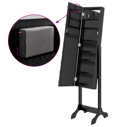 Specchio Autoportante con LED Nero 34x37x146 cm