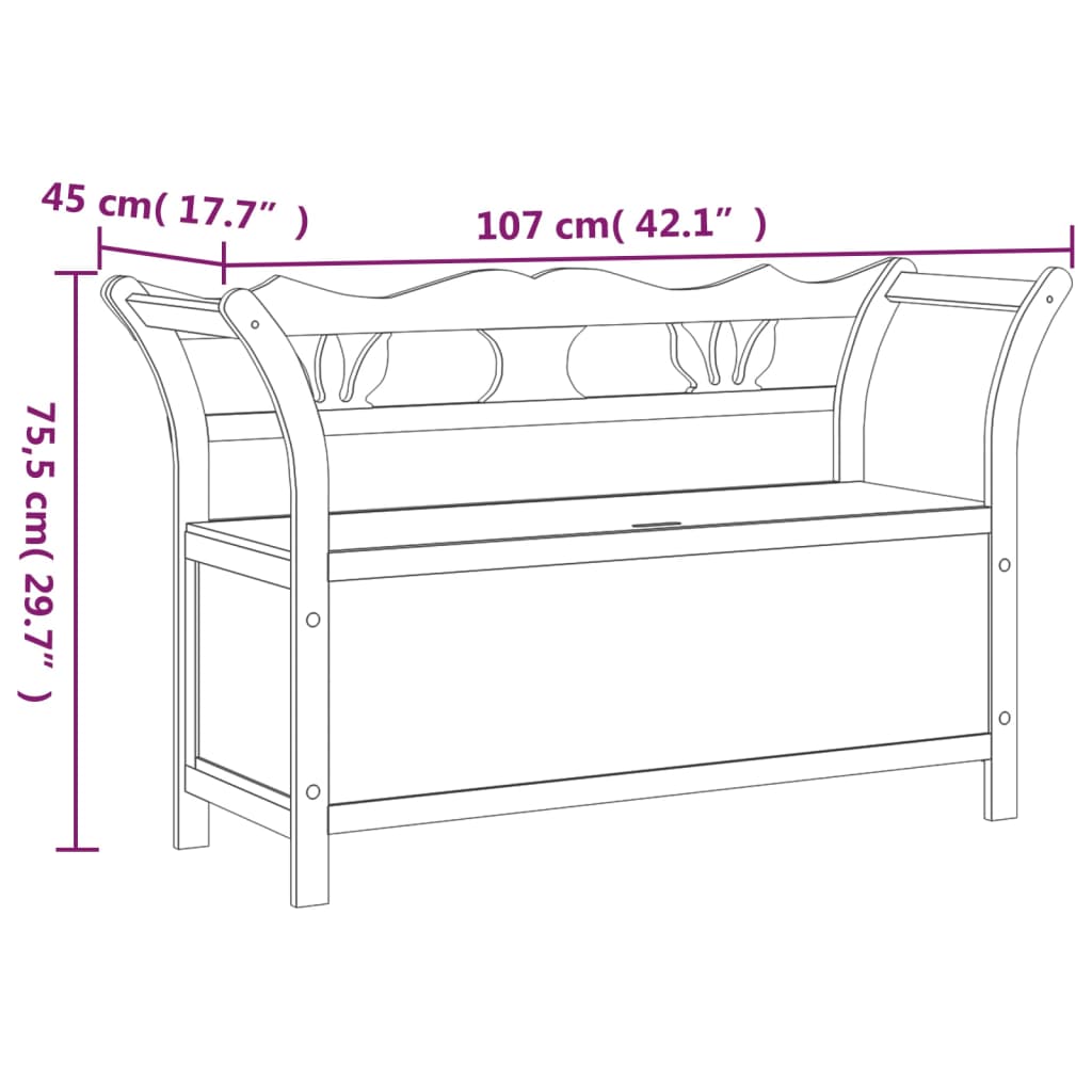 Panca Bianca 107x45x75,5 cm Legno Massello di Abete | homemem39