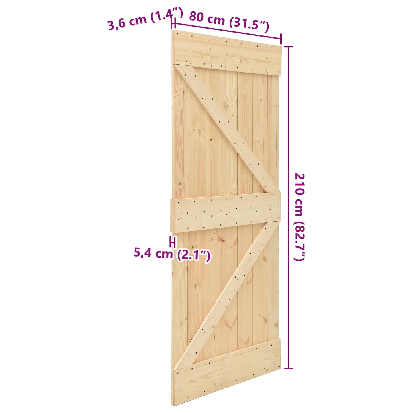 Porta NARVIK Naturale 80 x 210 cm Legno di pino solido | homemem39