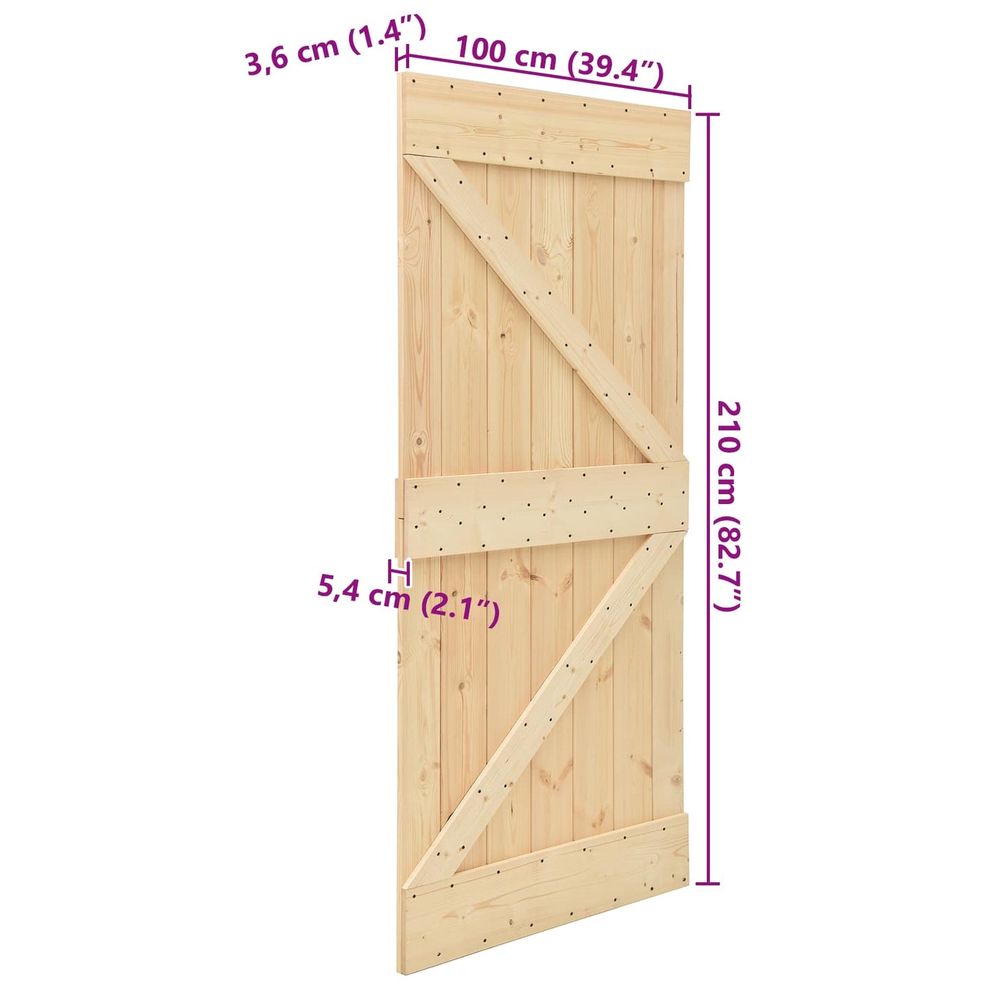 Porta NARVIK Naturale 100 x 210 cm Legno di pino solido