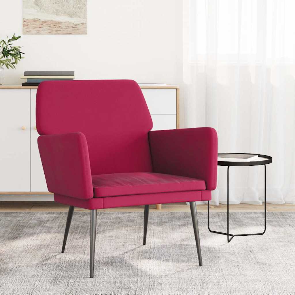Poltrona Rosso Vino 62x79x79 cm Velluto