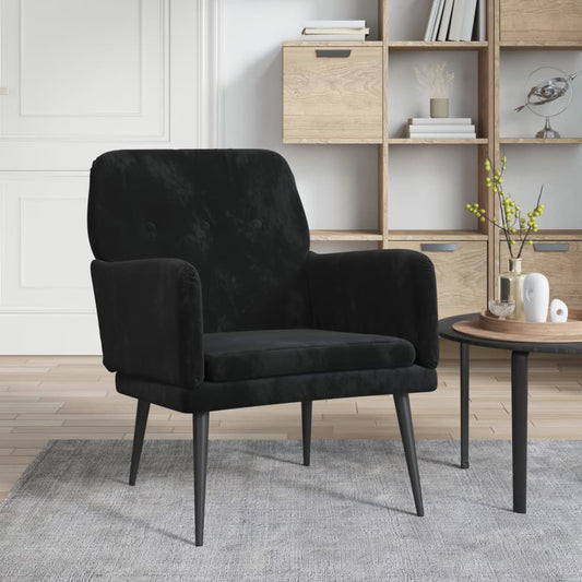 Black Armchair 62x79x79 cm Velvet