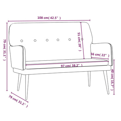 Panca Marrone 108x79x79 cm in Velluto