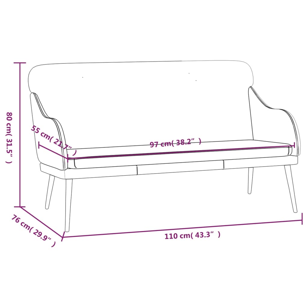 Panca Nera 110x76x80 cm in Similpelle