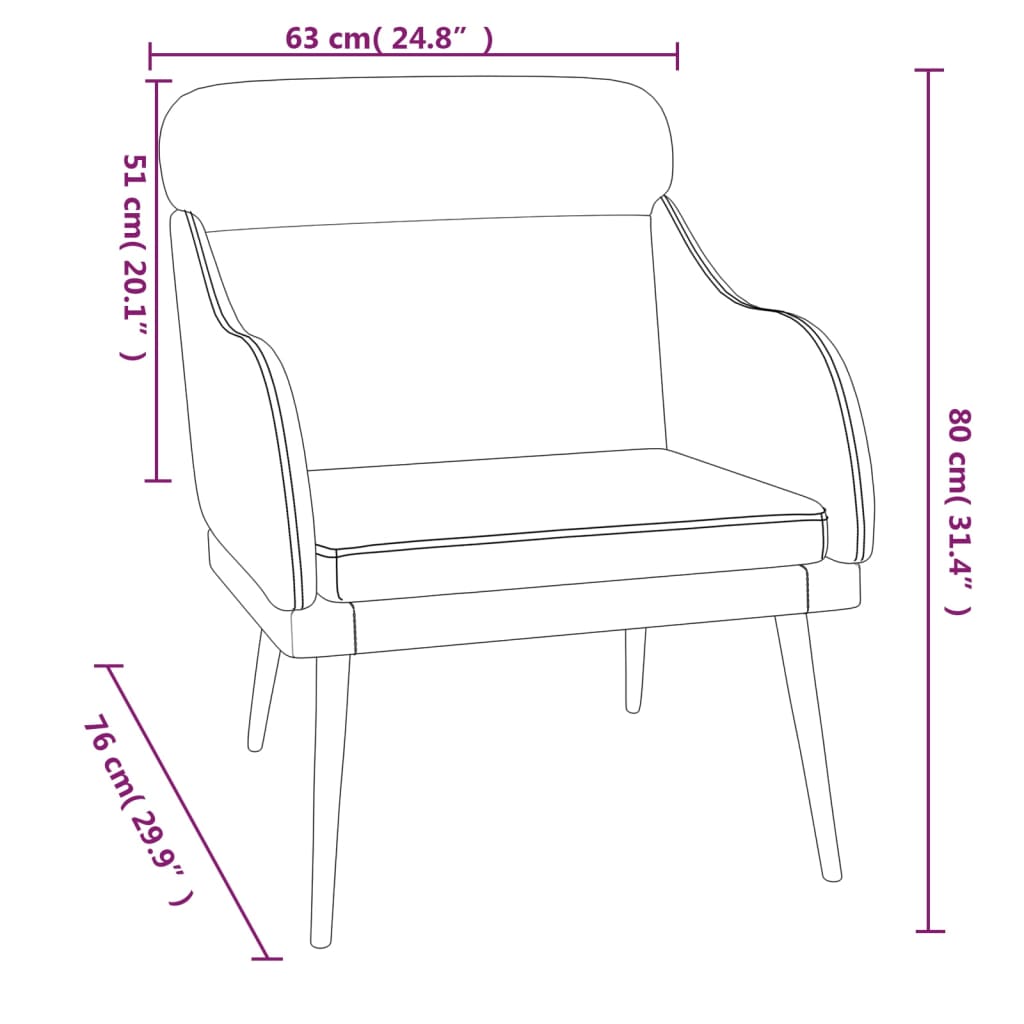 Poltrona Crema 63x76x80 cm Velluto