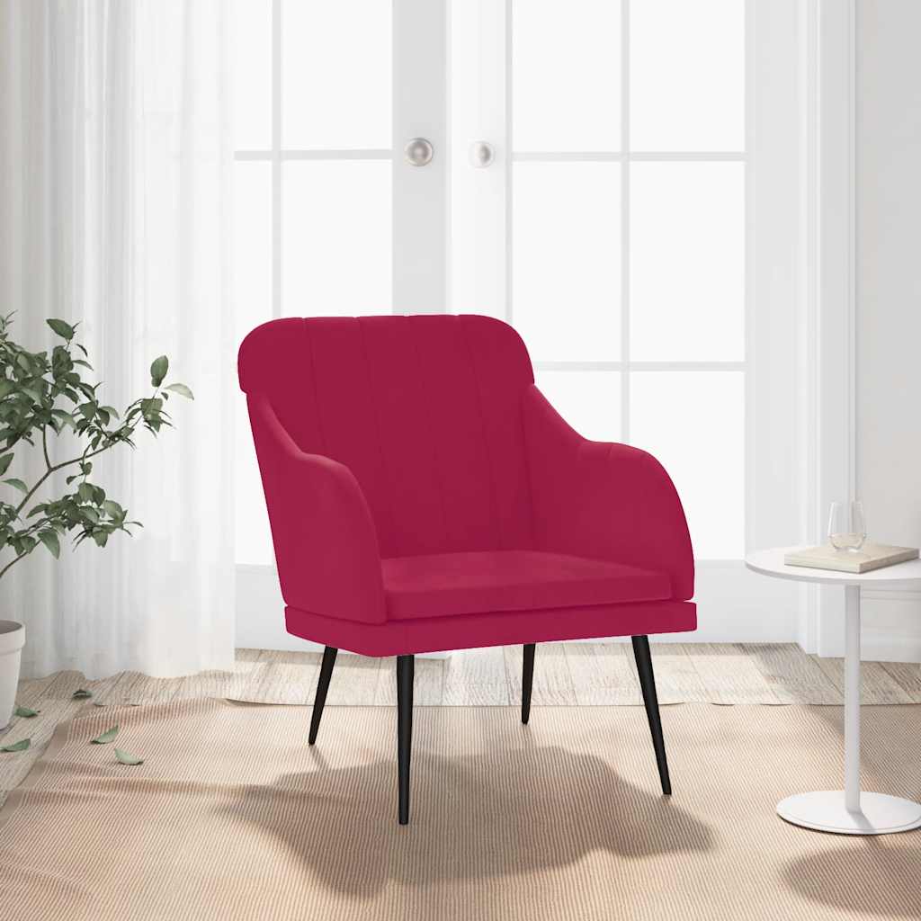 Poltrona Rosso Vino 63x76x80 cm Velluto