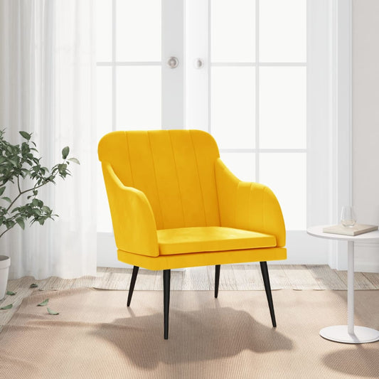 Poltrona Gialla 63x76x80 cm Velluto | homemem39