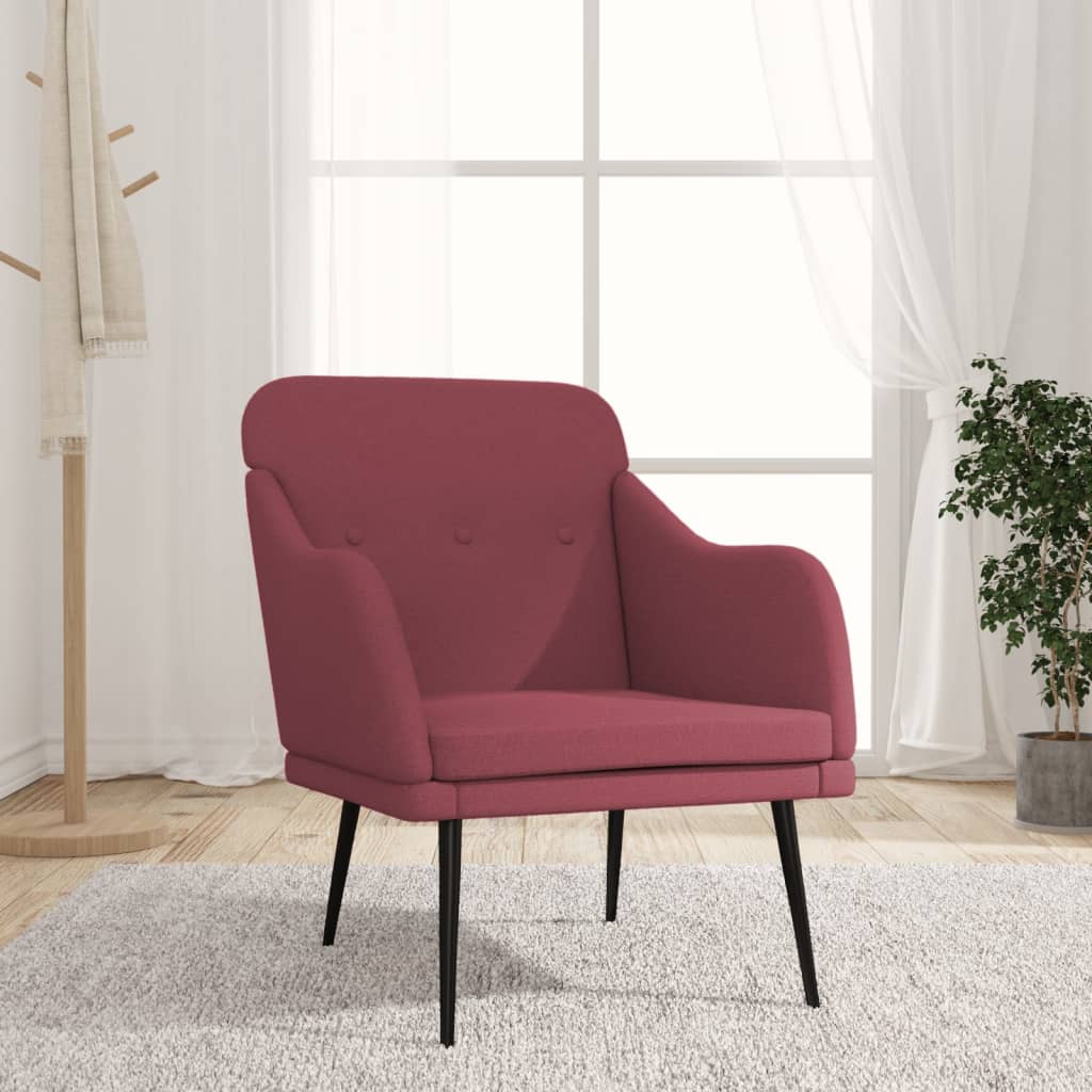 Poltrona Rosso Vino 63x76x80 cm in Tessuto