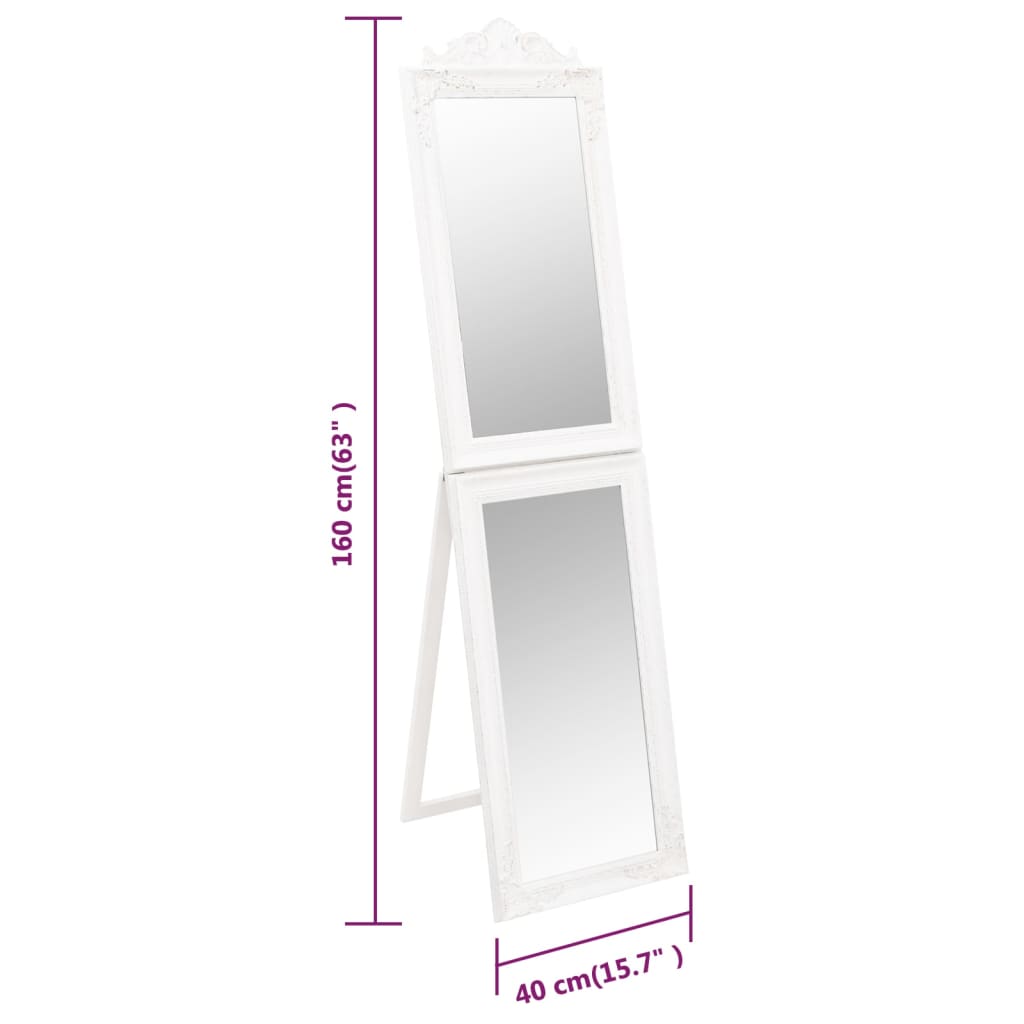 Specchio Autoportante Bianco 40x160 cm | homemem39