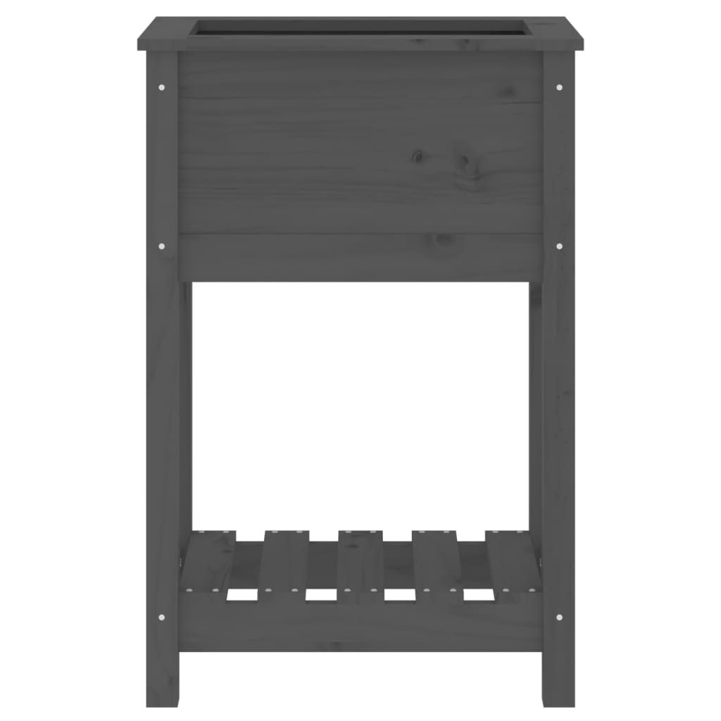 Fioriera con Mensola Grigia 54x34,5x81cm Legno Massello di Pino - homemem39