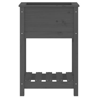 Fioriera con Mensola Grigia 54x34,5x81cm Legno Massello di Pino - homemem39