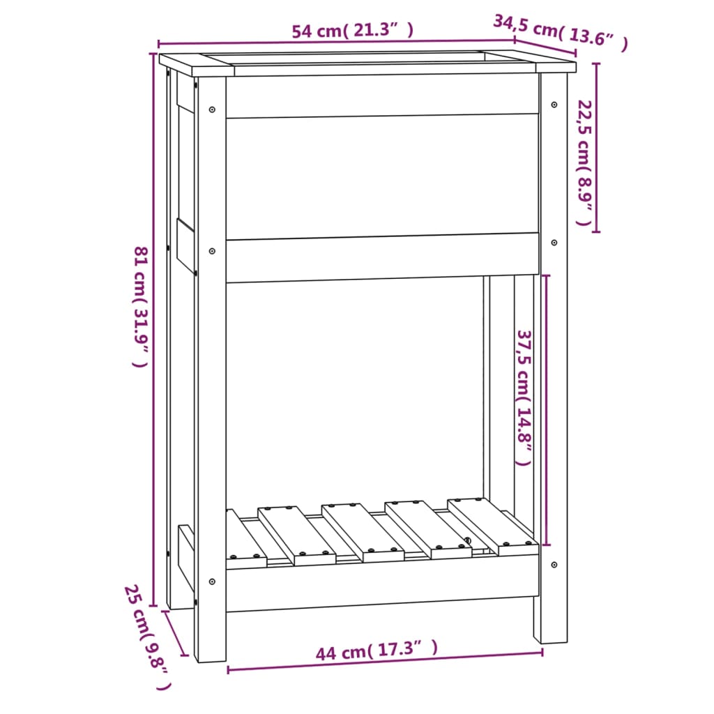 Fioriera con Mensola Ambra 54x34,5x81cm Legno Massello di Pino | homemem39