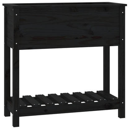 Fioriera con Mensola Nera 82,5x34,5x81cm Legno Massello di Pino | homemem39