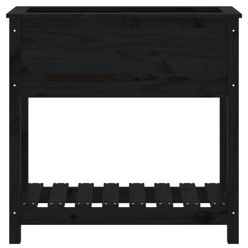 Fioriera con Mensola Nera 82,5x34,5x81cm Legno Massello di Pino | homemem39