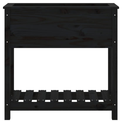 Fioriera con Mensola Nera 82,5x34,5x81cm Legno Massello di Pino | homemem39