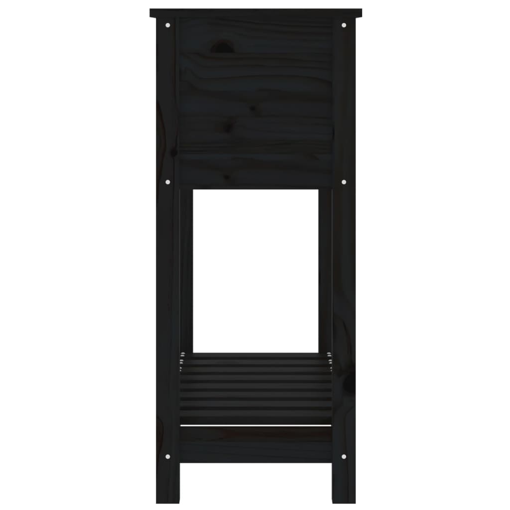 Fioriera con Mensola Nera 82,5x34,5x81cm Legno Massello di Pino | homemem39