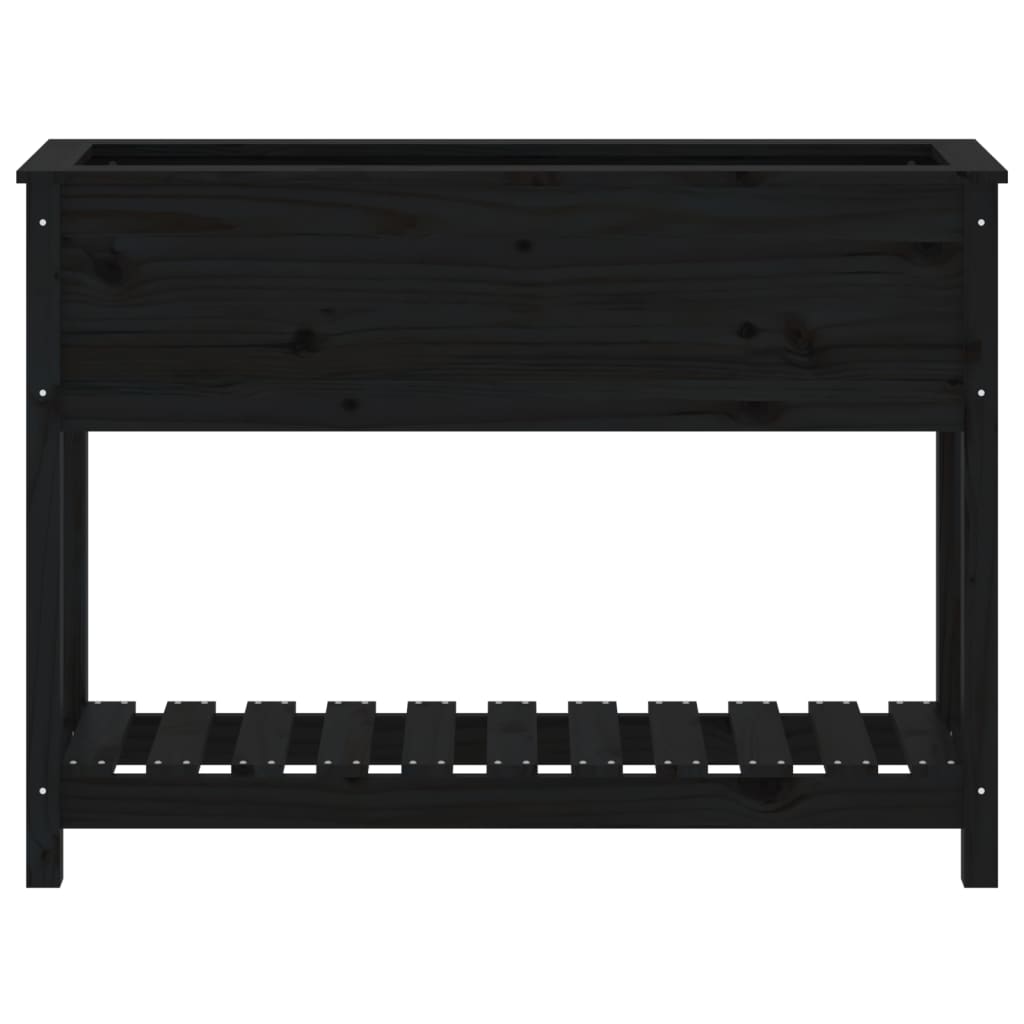 Fioriera con Mensola Nera 111,5x34,5x81 cm Legno Massello Pino | homemem39