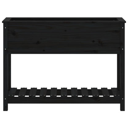 Fioriera con Mensola Nera 111,5x34,5x81 cm Legno Massello Pino | homemem39
