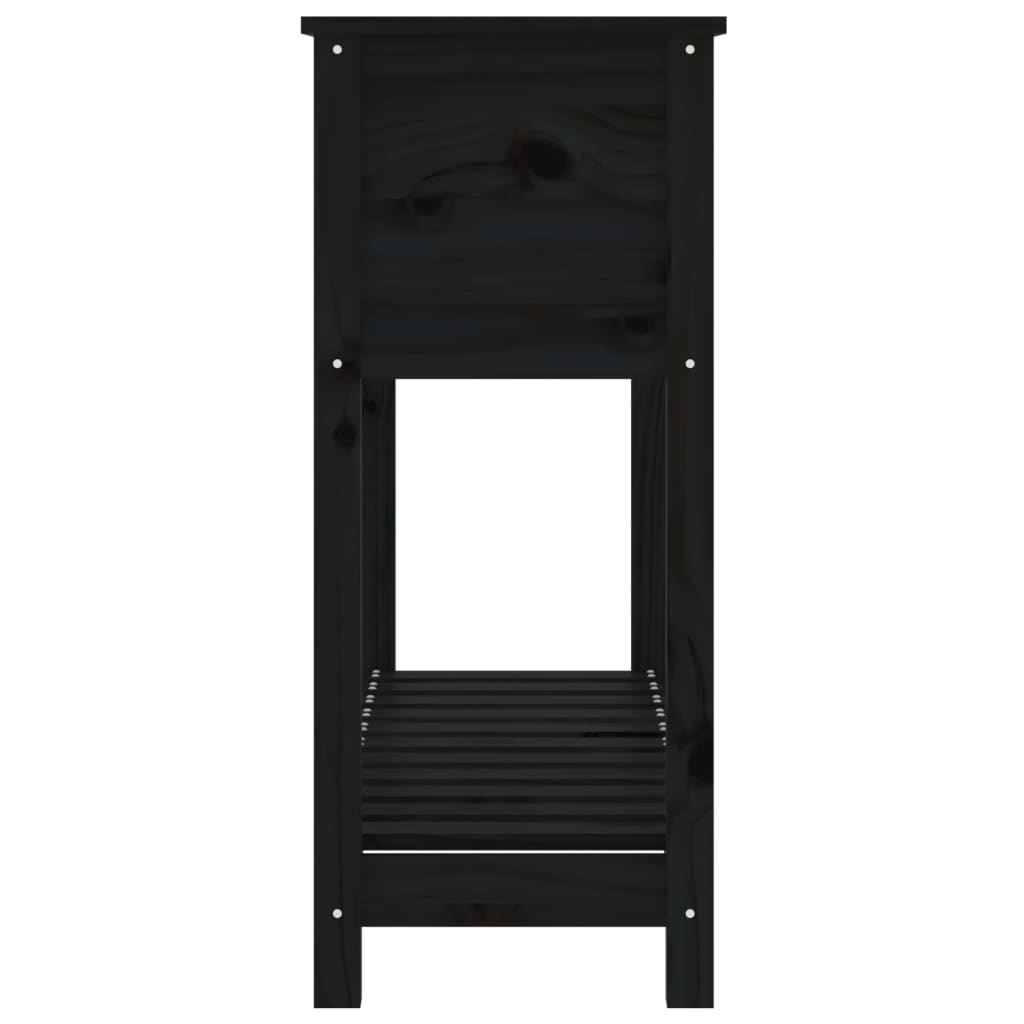 Fioriera con Mensola Nera 111,5x34,5x81 cm Legno Massello Pino | homemem39