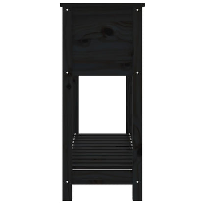 Fioriera con Mensola Nera 111,5x34,5x81 cm Legno Massello Pino | homemem39