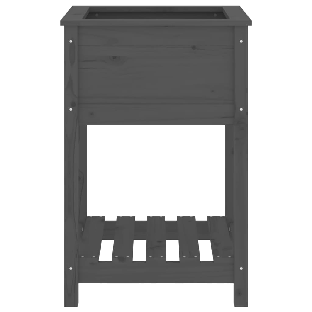 Fioriera con Mensola Grigia 54x54x81 cm Legno Massello di Pino - homemem39