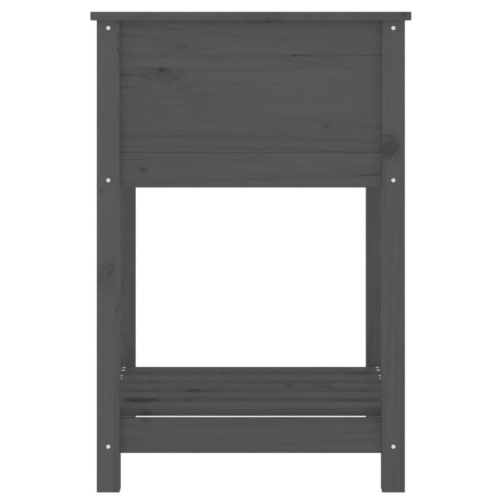 Fioriera con Mensola Grigia 54x54x81 cm Legno Massello di Pino - homemem39