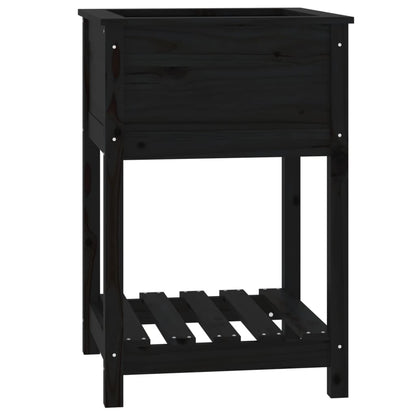 Fioriera con Mensola Nera 54x54x81 cm in Legno Massello di Pino | homemem39