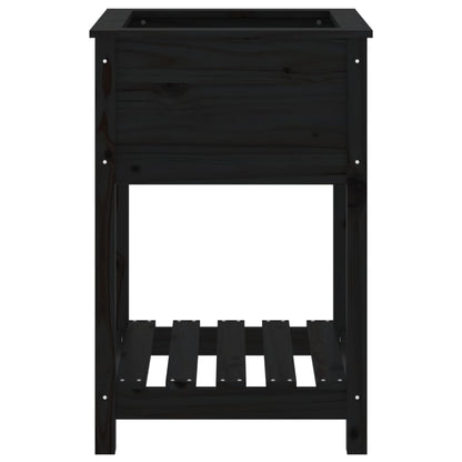 Fioriera con Mensola Nera 54x54x81 cm in Legno Massello di Pino | homemem39