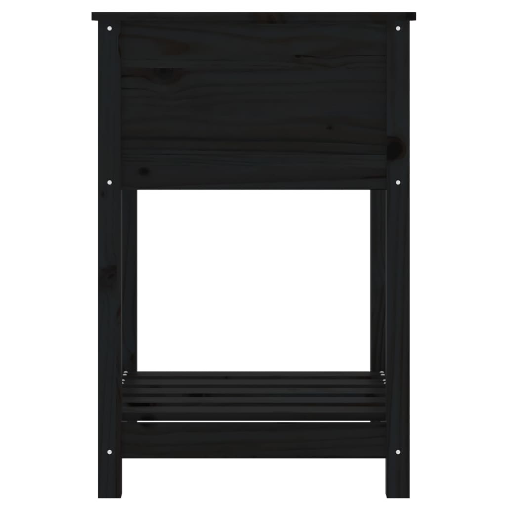 Fioriera con Mensola Nera 54x54x81 cm in Legno Massello di Pino | homemem39