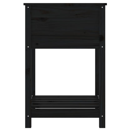 Fioriera con Mensola Nera 54x54x81 cm in Legno Massello di Pino | homemem39
