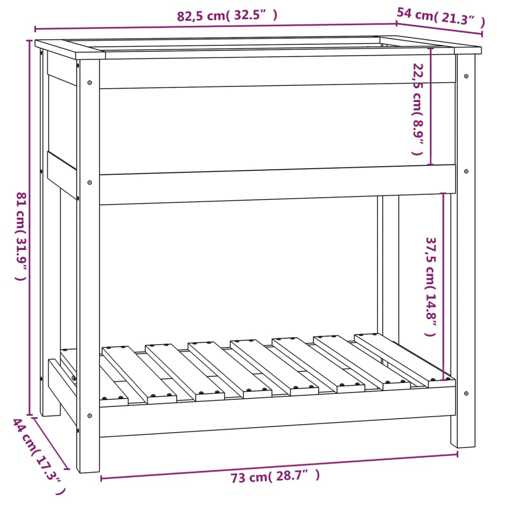 Fioriera con Mensola Ambra 82,5x54x81 cm in Legno Massello Pino | homemem39