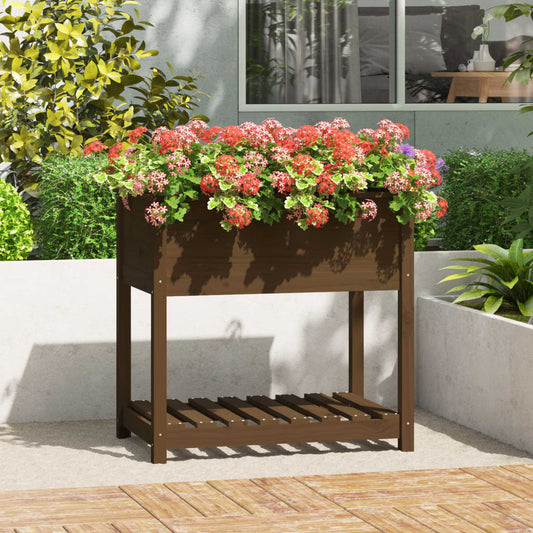 Fioriera con Mensola Ambra 82,5x54x81 cm in Legno Massello Pino | homemem39