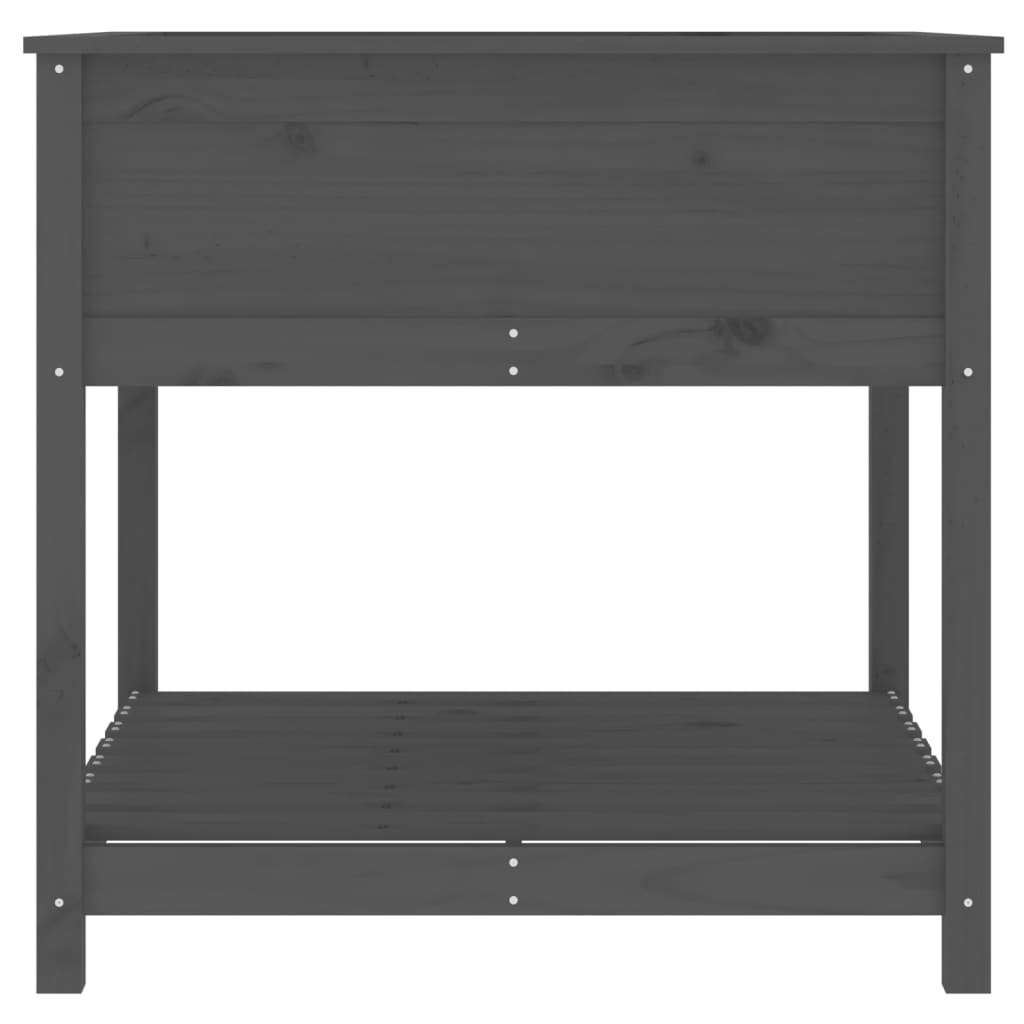 Fioriera con Mensola Grigia 82,5x82,5x81 cm Legno Massello Pino - homemem39