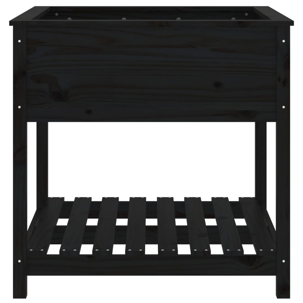 Fioriera con Mensola Nera 82,5x82,5x81cm Legno Massello di Pino - homemem39