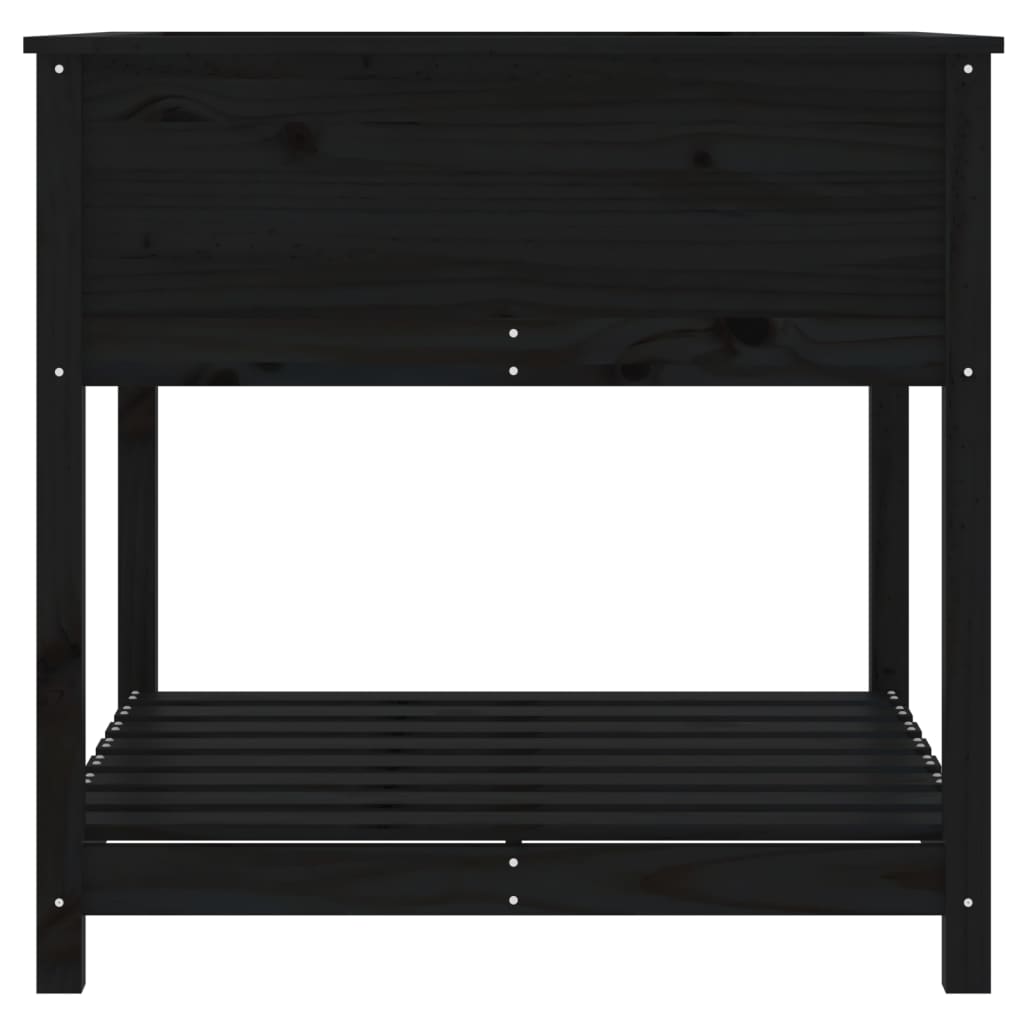 Fioriera con Mensola Nera 82,5x82,5x81cm Legno Massello di Pino - homemem39