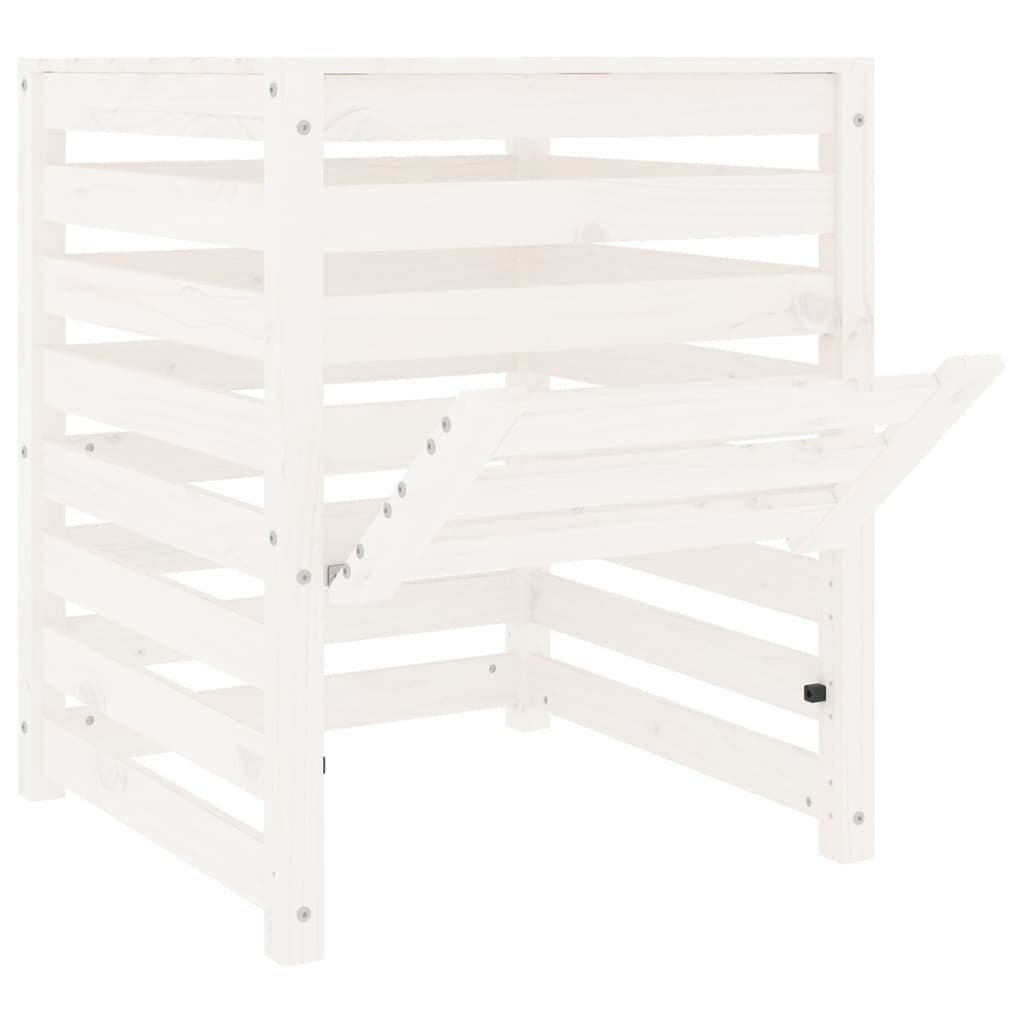 Compostiera Bianca 63,5x63,5x77,5 cm in Legno Massello di Pino - homemem39