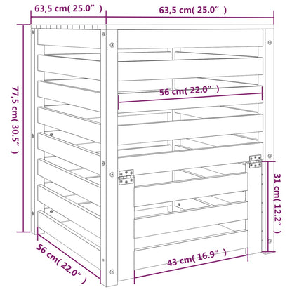 Compostiera Bianca 63,5x63,5x77,5 cm in Legno Massello di Pino