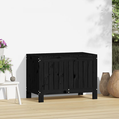 Contenitore da Giardino Nero 76x42,5x54 cm Legno Massello Pino