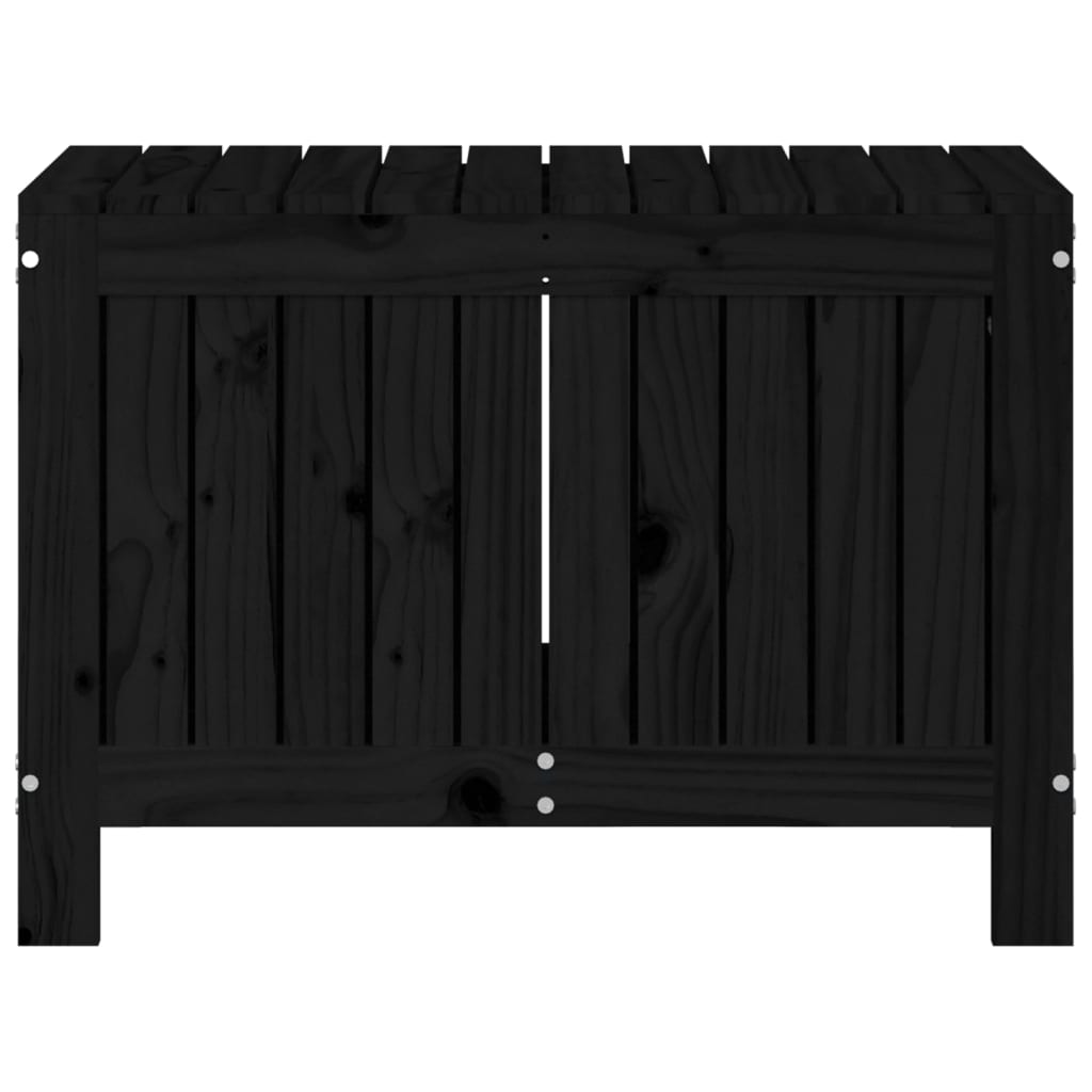 Contenitore da Giardino Nero 76x42,5x54 cm Legno Massello Pino